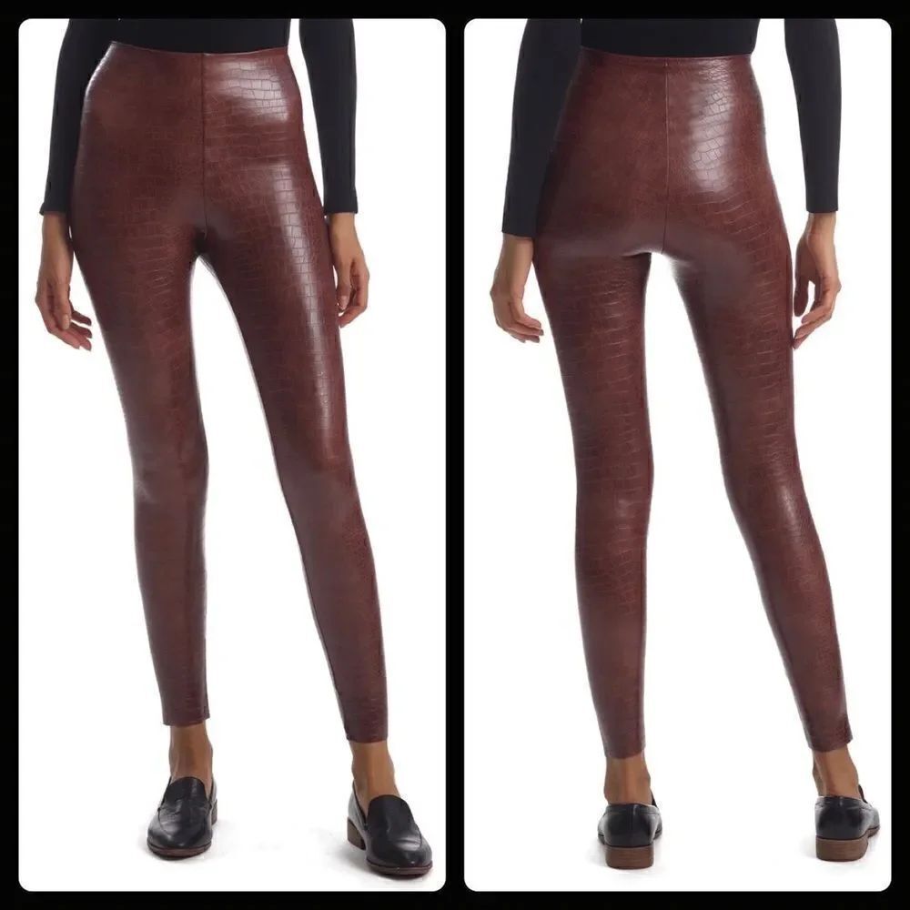 Commando Faux Leather Leggings in Brown Crocodile